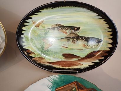 null WGCie - LIMOGES, et divers. Parties de services à poisson en porcelaine à décor...