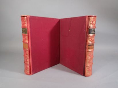 null BIBLIA SACRA Nazarinea s.l.n.d. Deux volumes in-folio, veau rose, filets dorés...