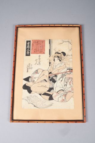 null EISEN (1790-1848) Estampe oban tate-e de la série Yoshiwara Hakkei « huit vues...