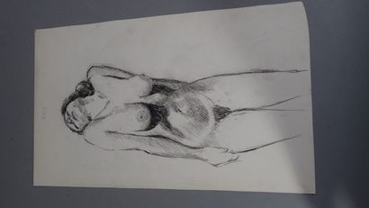 null Pochette comprenant des dessins : fusains de femme nue...