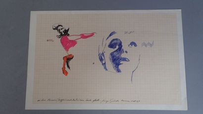 null SOLENDO Nunzio (Italien 1937). Ensemble de 3 œuvres : "Nue" dessin, technique...