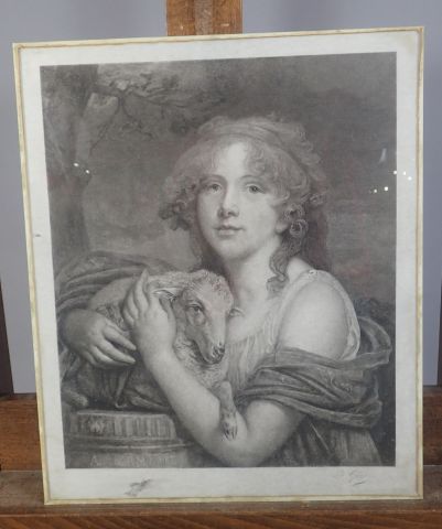null D'après Jean-Baptiste Greuze (1725-1805), "La jeune fille à l'agneau", gravure...