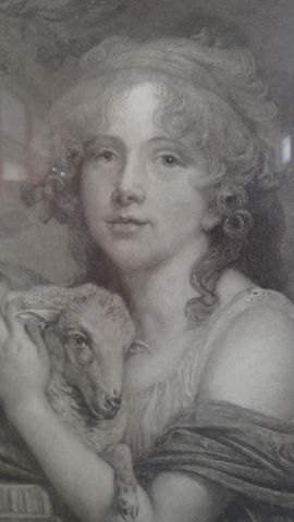 null D'après Jean-Baptiste Greuze (1725-1805), "La jeune fille à l'agneau", gravure...