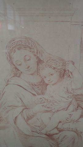 null D'après Pierre MIGNARD (1612-1695), "La Vierge au raisin", gravure à la manière...
