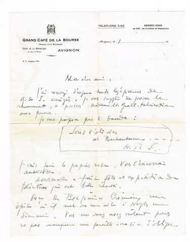 null (Autographe) Henri BOSCO (Avignon 1888-1976, Romancier) / Lettre autographe...