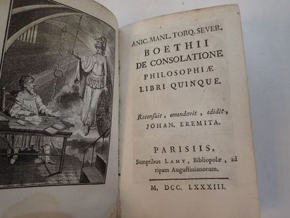 null Lot de trois volumes:­  Les huit codes, 1833.­ BOECE, Consolations, Paris, 1783.­ Etrennes spirituelles, Epinal, 1788. livre minuscule....