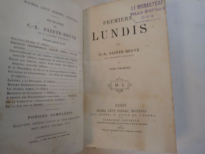 null SAINTE-BEUVE. "Premiers Lundis". Paris, Michel Lévy Frères, 1874. 2 volumes...