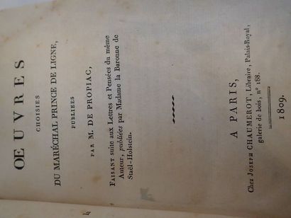 null Lot de 5 volumes comprenant : « Œuvres choisies du Maréchal Prince de Ligne...