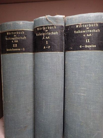 null Wörterbuch der Volkswirtschaft, Jena, Gustav Fischer, 1931. 3 volumes en percaline...