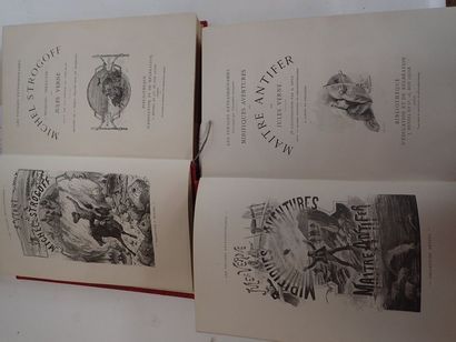 null *Jules VERNE. Lot de deux volumes :

- "Mirifiques aventures de Maître Antifer",...