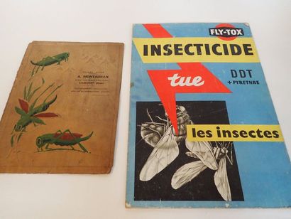 null Lot de deux plaques publicitaires : la première pour l'insecticide FLY-TOX sur...