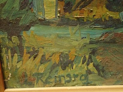 null Lucien REINARD (XXème siècle) « Chemin et le Lubéron ». Huile sur toile signée...