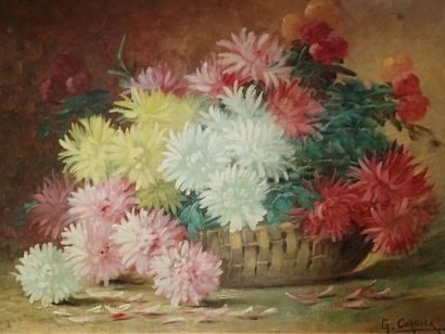 null Gaston CORBIER (1869-1945). " Nature morte aux chrysanthèmes" huile sur toile...