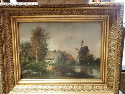 null Jules Achille NOEL (1810-1881) "Vue du Moulin" huile sur toile signée en bas...