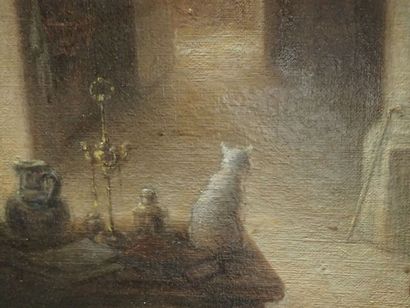null Raoul Edmond METTLING (1876-) " L'alchimiste" huile sur toile signée en bas...