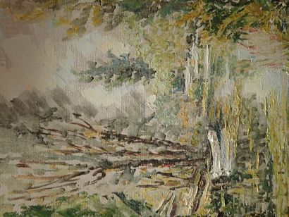 null Fernand Laval (1886-1966) "Paysage à la rivière" huile sur toile signée en bas...