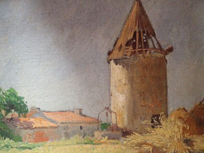 null Fernand PINAL (1881-1958). Un moulin à Didonne. Huile sur carton toilé signé...