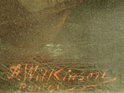 null Ecole Anglaise du XIXe siècle. " Le naufrage" huile sur toile signée en bas...