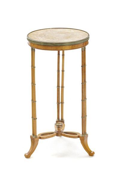  Louis XVI style pedestal table after a model by Adam Weisweiler, late 19th c., in... Gazette Drouot