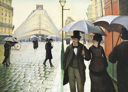  Gustave Caillebotte (1848-1894) copie d'après, Jour de pluie à Paris, reproduction... Gazette Drouot