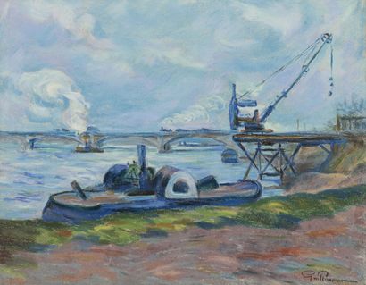 Armand Guillaumin (1841-1927), The Seine in Paris, pastel on paper pasted on cardboard,... Gazette Drouot