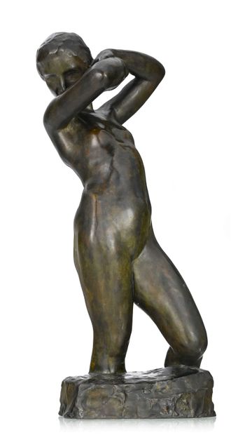  George Minne (1866-1941), La baigneuse VI , 1929, bronze sculpture, signed, h. 66... Gazette Drouot