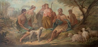 Imitatore di François Boucher Imitator of François Boucher - Bucolic scene with shepherds... Gazette Drouot