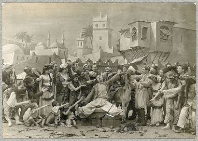 LE CAUCHEMAR DU CAÏD, Pathé-Frères. DEUX PHOTOGRAPHIES ORIGINALES, 1905. 11,2 x 