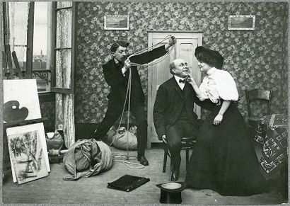 FARCES D'ETUDIANTS, Pathé-Frères. PHOTOGRAPHIE ORIGINALE, 1908. 12,3 x 16,9 cm, FARCES...