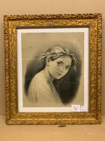 Ecole du XIXème siècle Ecole du XIXème siècle

Portrait de jeune fille

Gravure réhaussée

34,5...