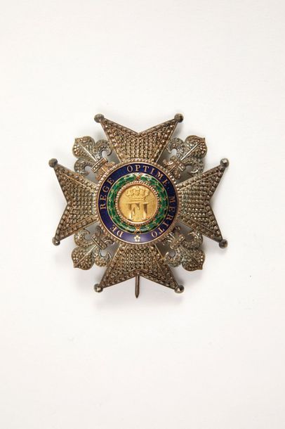 Ordre de François Ier, fondé en 1829, plaque de grand-croix en argent travaillé 