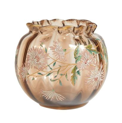 Émile GALLÉ (1846-1904) EMILE GALLÉ (1846-1904)

Ball vase with polylobate neck pinched...