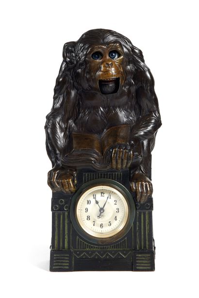 PENDULETTE Clock

in sheet metal and brown patinated metal representing a monkey...