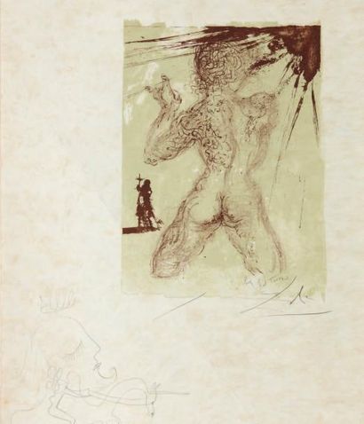 SALVADOR DALI Nu gris, planche de la suite Hommage à Meissonnier, 1967, lithographie,... Gazette Drouot