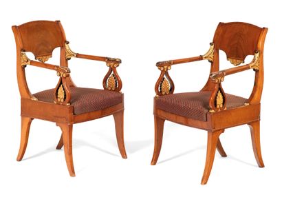 Deux fauteuils formant pendant Two armchairs forming a pendant

mahogany and mahogany...