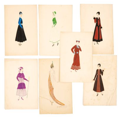 ERTE (1892 - 1990) ou attribué à ERTE (1892 - 1990) or attributed to

Set of 4 watercolors...