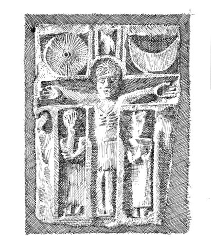 Mario BOTTA "Crucifixion de Villars-les-Moines, partie d'un chapiteau, Xe siècle"...