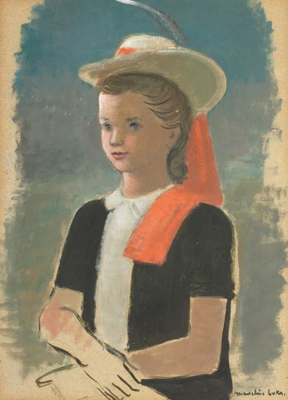 Madeleine LUKA (1894-1989) Madeleine LUKA (1894-1989)
Girl with hat and orange ribbon
Oil...