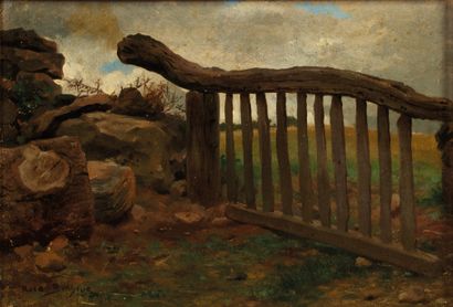 Rosa BONHEUR (1822-1899) Rosa BONHEUR (1822-1899)
La barrière en bois
Huile sur toile...
