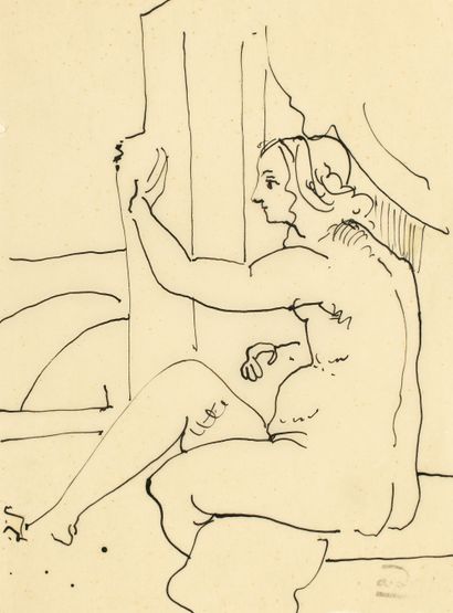 André DERAIN (1880-1954) André DERAIN (1880-1954)
Jeune fille à la harpe.
Encre sur...