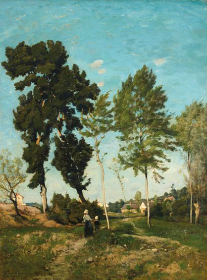 Henri Joseph HARPIGNIES (1819-1916) Henri Joseph HARPIGNIES (1819-1916)
Landscape,...