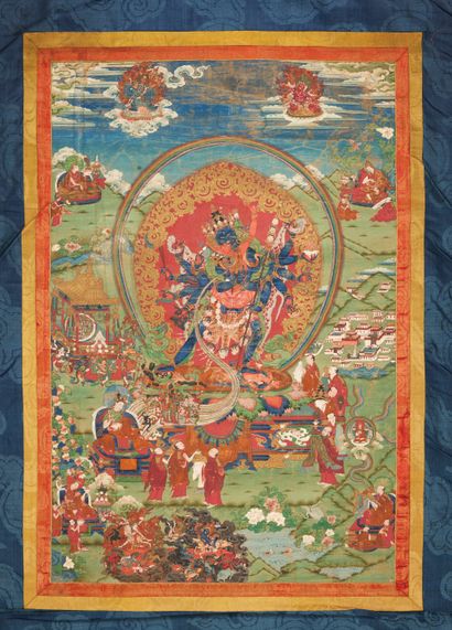 TIBET - XVIIIe siècle TIBET - 18th century
Thangka, tempera on canvas, Chakrasamvara...