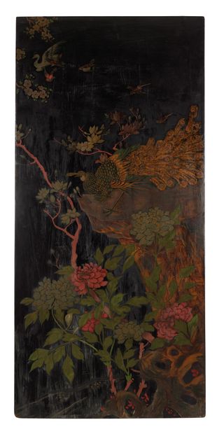 CHINE - XXe siècle CHINA - 20th century
Rectangular panel in polychrome lacquer,...