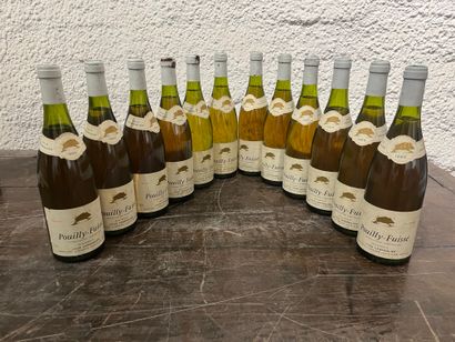 null 12 bouteilles Pouilly-Fuissé 1985 Louis Lesanglier, étiquettes légèrement tachées,...