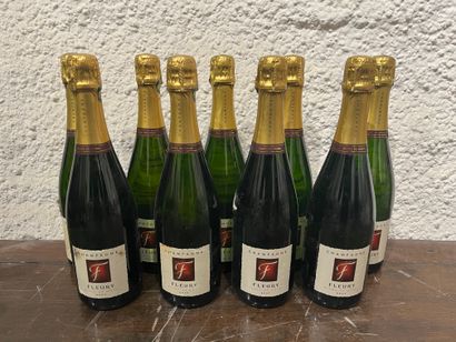 9 bouteilles Champagne Fleury Blanc de Noirs...