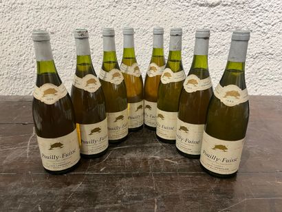 null 8 bouteilles Pouilly-Fuissé 1985 Louis Lesanglier, étiquettes légèrement tachées,...