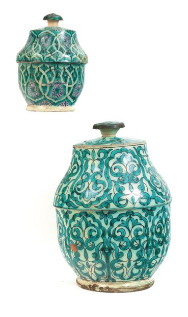 Two jobbanas in earthenware with dominant...