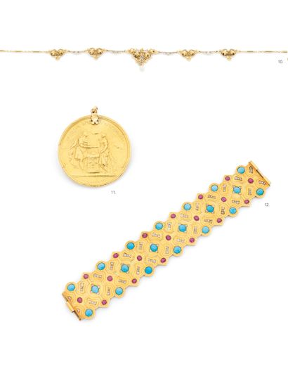 Bracelet ruban Ribbon bracelet 
in 18K (750) gold, articulated with interlocking...
