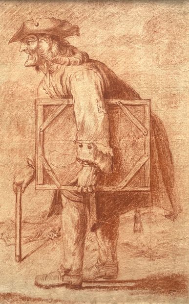 null Jean-Jacques Spoede (1680-1757) 
Le marchand de tableaux
Dessin à la sanguine...
