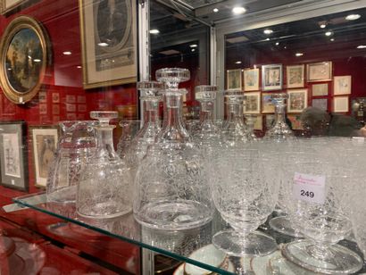 null Baccarat scroll-engraved crystal glass set comprising ten water glasses, twelve...